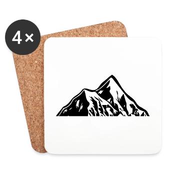 Montagne Silhouette Symbole Montagnes - Dessous de verre (lot de 4) - blanc - Devant