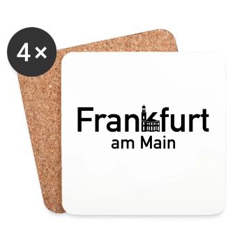 Frankfurt Main Ortsschild Skyline mit Paulskirche - Untersetzer (4er-Set) - Weiß - Vorne