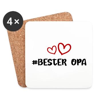 Bester Opa Herz Liebe - Untersetzer (4er-Set) - Weiß - Vorne