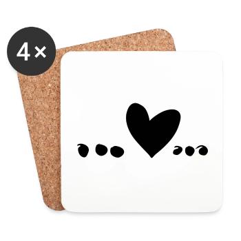 Points, Coeur, Symbole, Amour - Dessous de verre (lot de 4) - blanc - Devant