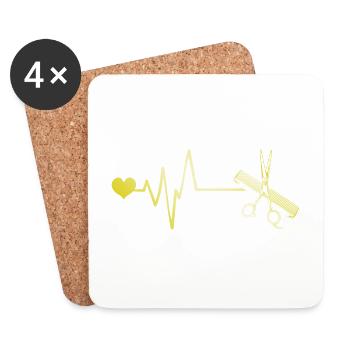 Schere Barber Puls Herz Liebe - Untersetzer (4er-Set) - Weiß - Vorne