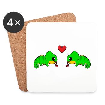 Chameleon Comic Couple Amour - Dessous de verre (lot de 4) - blanc - Devant