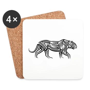 Tatouage tribal léopard - Dessous de verre (lot de 4) - blanc - Devant
