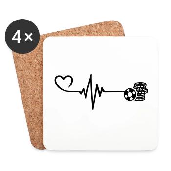 Poker chip pulse heart love - Dessous de verre (lot de 4) - blanc - Devant