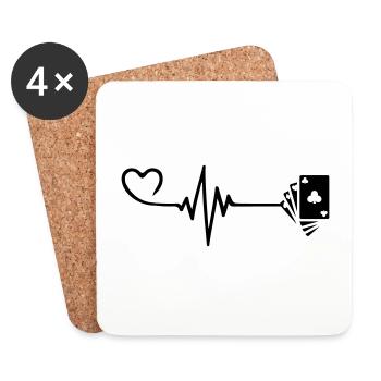 Card Poker Pulse Heart Love - Dessous de verre (lot de 4) - blanc - Devant