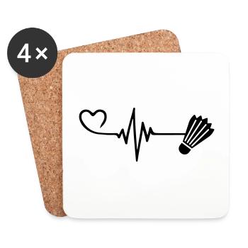 Badminton Heart Pulse Heartbeat - Dessous de verre (lot de 4) - blanc - Devant