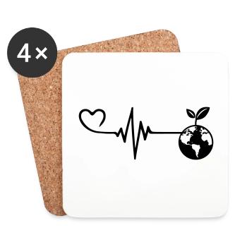 Planète Terre Pulse Heart Love - Dessous de verre (lot de 4) - blanc - Devant