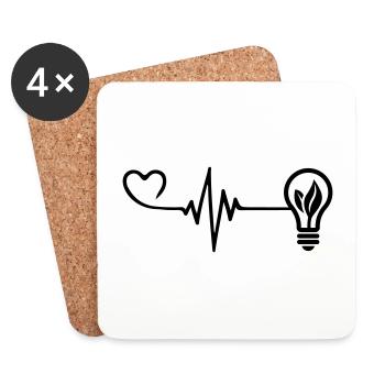 Ampoule Pulse Heart Love - Dessous de verre (lot de 4) - blanc - Devant