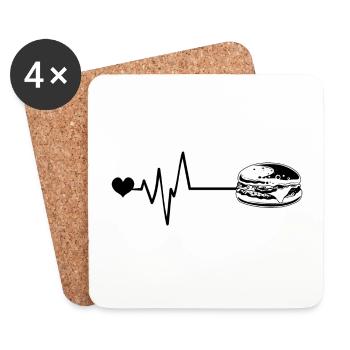 Burger Puls Herz Liebe - Untersetzer (4er-Set) - Weiß - Vorne