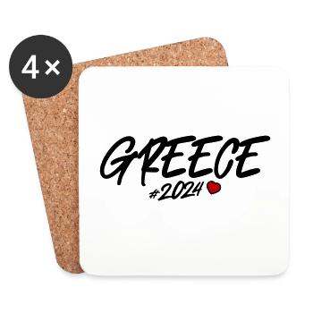 Greece 2024 Heart - Coasters (set of 4) - white - Front