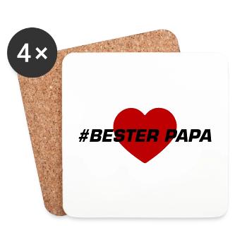 Bester Papa Herz Liebe - Untersetzer (4er-Set) - Weiß - Vorne