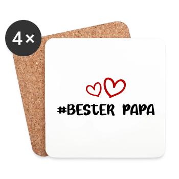 Bester Papa Herz Liebe - Untersetzer (4er-Set) - Weiß - Vorne