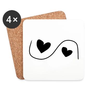 Two Hearts Heart Love - Coasters (set of 4) - white - Front