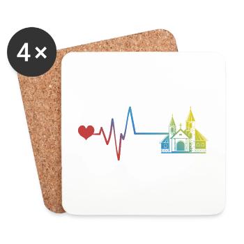 Kirche Puls Herzschlag - Untersetzer (4er-Set) - Weiß - Vorne