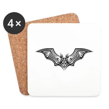 Fledermaus Tribal Tattoo - Untersetzer (4er-Set) - Weiß - Vorne