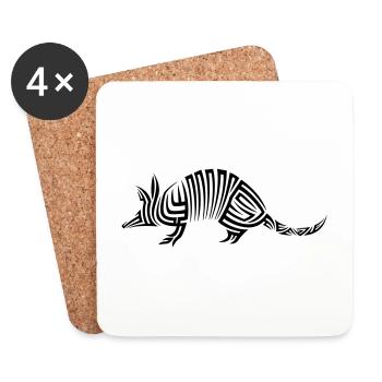Armadillo Tribal Tattoo - Coasters (set of 4) - white - Front