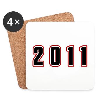 2011 Jahr Zahl - Untersetzer (4er-Set) - Weiß - Vorne