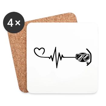 Diving goggles pulse heart - Coasters (set of 4) - white - Front