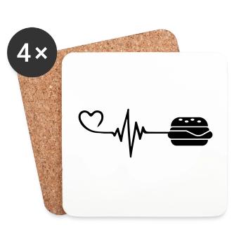 Burger Puls Herz Liebe - Untersetzer (4er-Set) - Weiß - Vorne