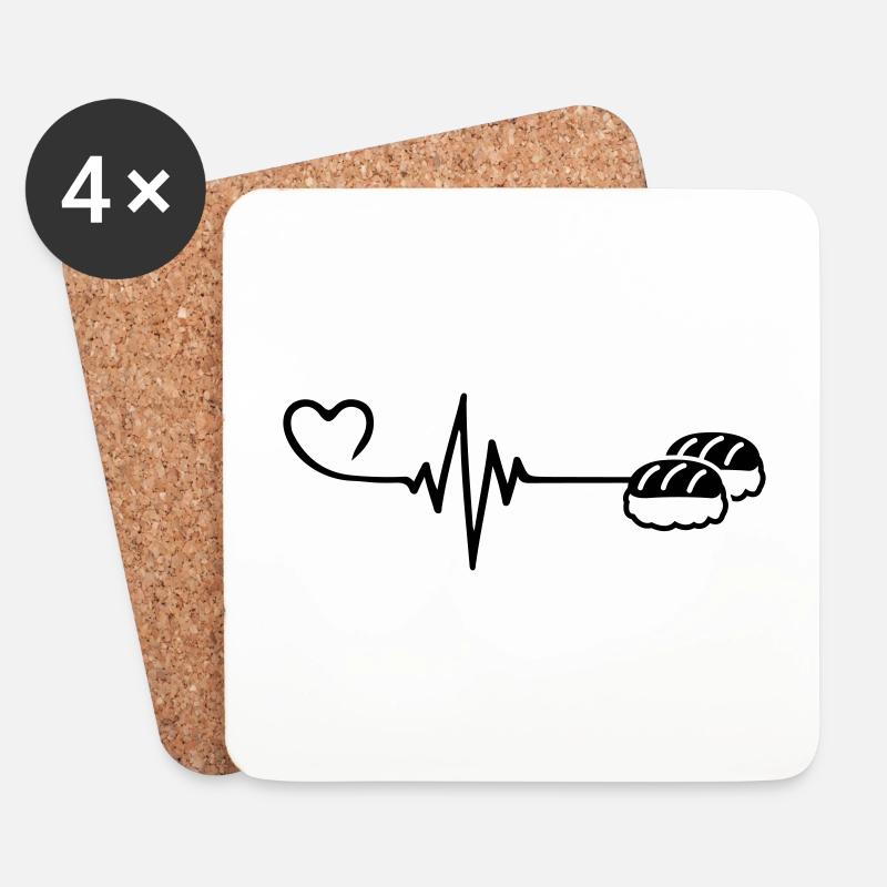 Sushi Puls Herz Liebe - Untersetzer (4er-Set) - Weiß