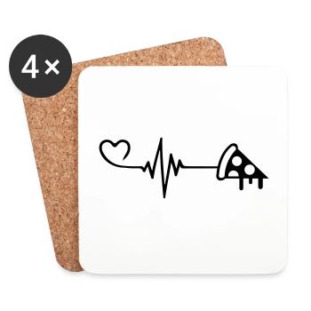 Pizza Puls Herz Liebe - Untersetzer (4er-Set) - Weiß - Vorne