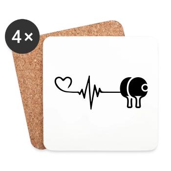 Table Tennis Ping Pong Heart Pulse - Coasters (set of 4) - white - Front
