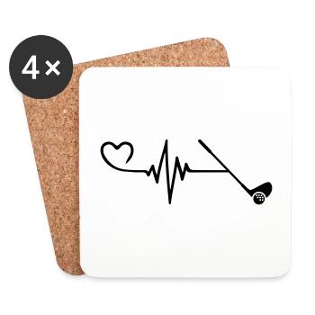 Golf Heart Pulse Heartbeat - Coasters (set of 4) - white - Front