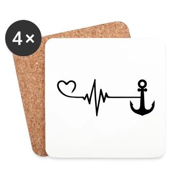 Anchor heart pulse rate - Coasters (set of 4) - white - Front