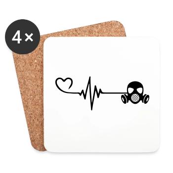 Masque à gaz Pulse Heart Love - Dessous de verre (lot de 4) - blanc - Devant