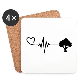 Tree Pulse Heart Love - Coasters (set of 4) - white - Front