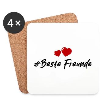 Freundschaft Beste Freunde Herzen Liebe - Untersetzer (4er-Set) - Weiß - Vorne