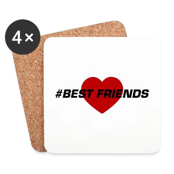 Beste Freunde Herz Liebe - Untersetzer (4er-Set) - Weiß - Vorne
