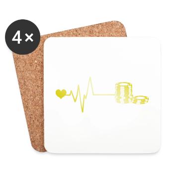 Poker chip pulse heart love - Coasters (set of 4) - white - Front