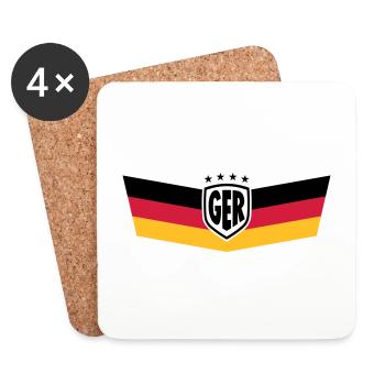 GERMANY DEUTSCHLAND BRUST STREIFEN 4 STERNE - Untersetzer (4er-Set) - Weiß - Vorne
