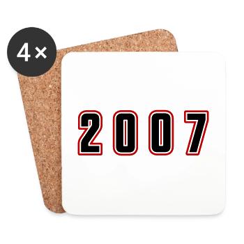 2007 Jahr Zahl - Untersetzer (4er-Set) - Weiß - Vorne