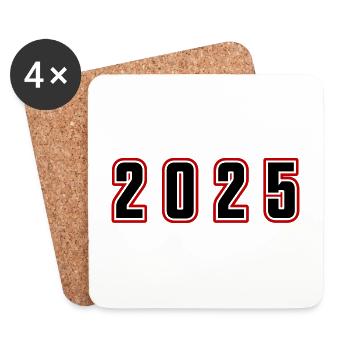 Numéro d’année 2025 - Dessous de verre (lot de 4) - blanc - Devant