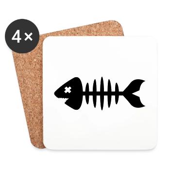 Symbole de poisson Os os - Dessous de verre (lot de 4) - blanc - Devant