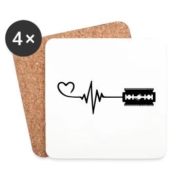 Razor Blade Pulse Heart Love - Coasters (set of 4) - white - Front
