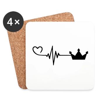Krone icon Liebe Puls Herz - Untersetzer (4er-Set) - Weiß - Vorne