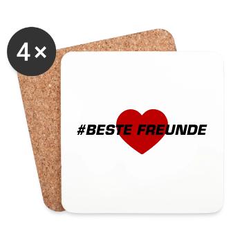 Freundschaft Beste Freunde Herz Liebe - Untersetzer (4er-Set) - Weiß - Vorne