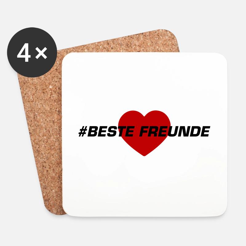 Freundschaft Beste Freunde Herz Liebe - Untersetzer (4er-Set) - Weiß