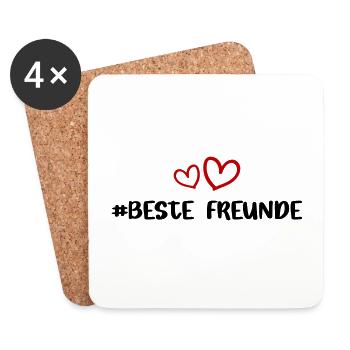 Freundschaft Beste Freunde Herz Liebe - Untersetzer (4er-Set) - Weiß - Vorne