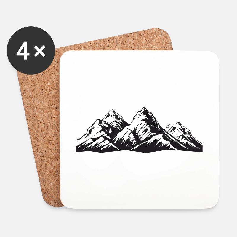 Berge Symbol Icon - Untersetzer (4er-Set) - Weiß