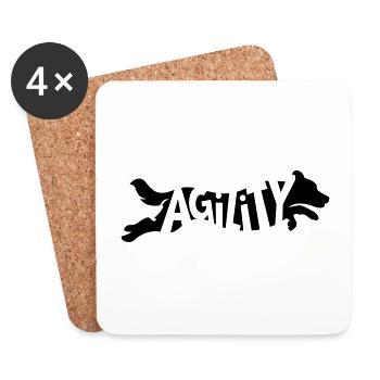 Agility Border Collie SVG Color Selectable - Coasters (set of 4) - white - Front