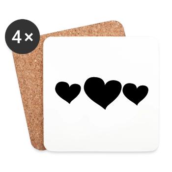 herz drei herzen symbol liebe - Untersetzer (4er-Set) - Weiß - Vorne