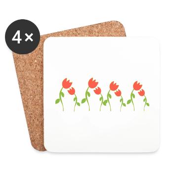 Symbole de fleur fleur plante huit roses rouges - Dessous de verre (lot de 4) - blanc - Devant