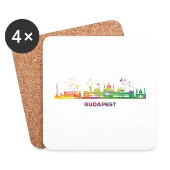 Budapester Skyline Budapest - Untersetzer (4er-Set) - Weiß - Vorne