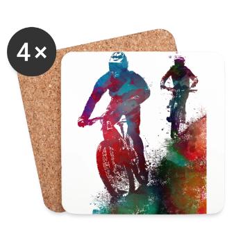 Radfahren Fahrrad Sport Kunst # Radfahren # Sport - Untersetzer (4er-Set) - Weiß - Vorne