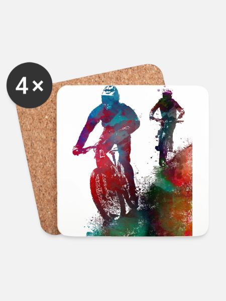 Radfahren Fahrrad Sport Kunst # Radfahren # Sport - Untersetzer (4er-Set) - Weiß