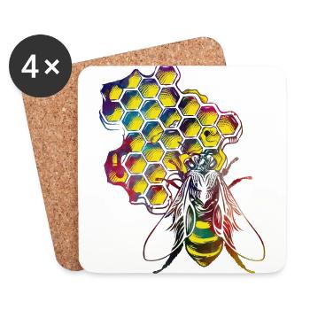 #bee #honey d’abeilles et de miel - Dessous de verre (lot de 4) - blanc - Devant